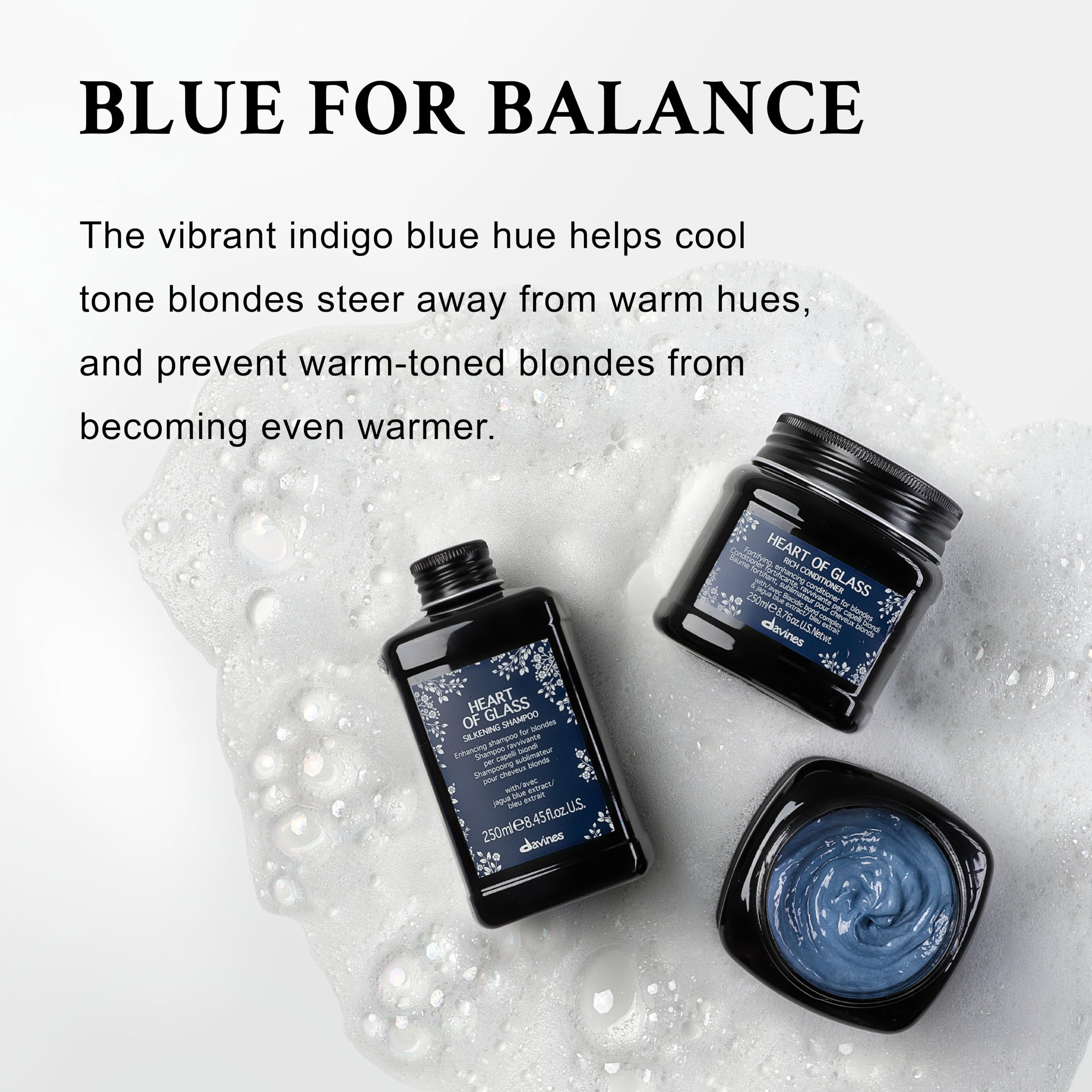 Davines label detail highlighting Jagua blue extract and chelating formula