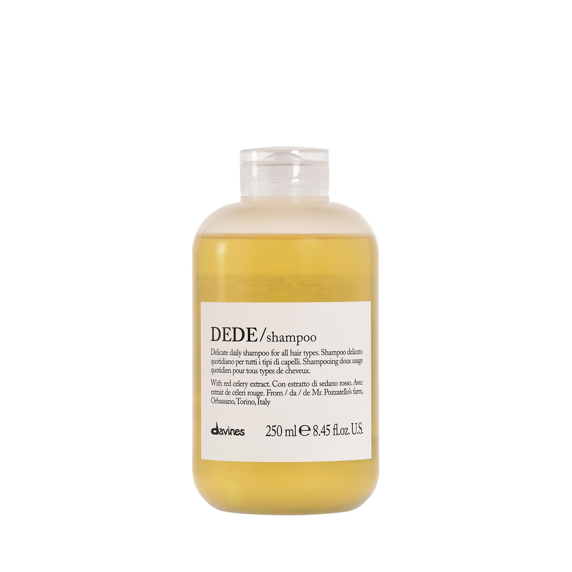 Davines DEDE front bottle showing label and size for easy identification and purchase