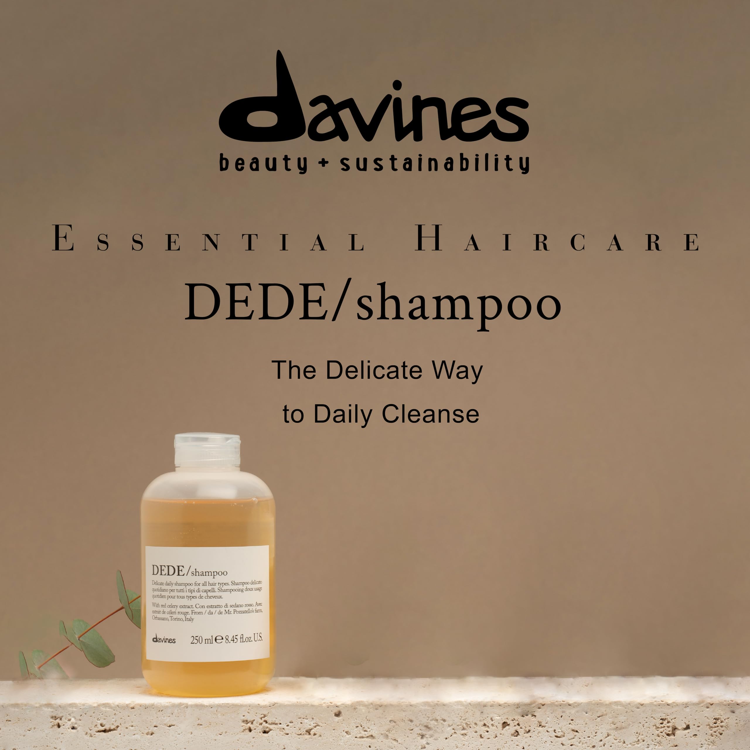 Davines DEDE pump close-up highlighting dispensing for controlled, no-waste use