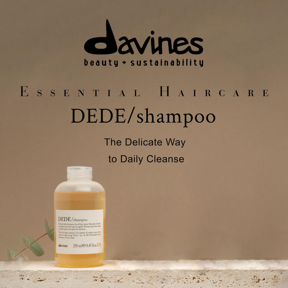 Davines DEDE pump close-up highlighting dispensing for controlled, no-waste use