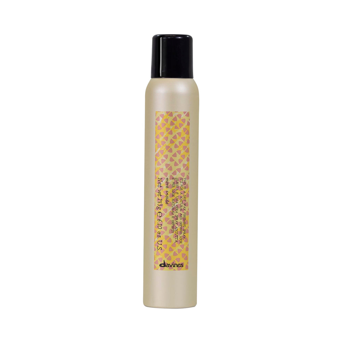 Davines front packaging of dry wax spray showing product benefits