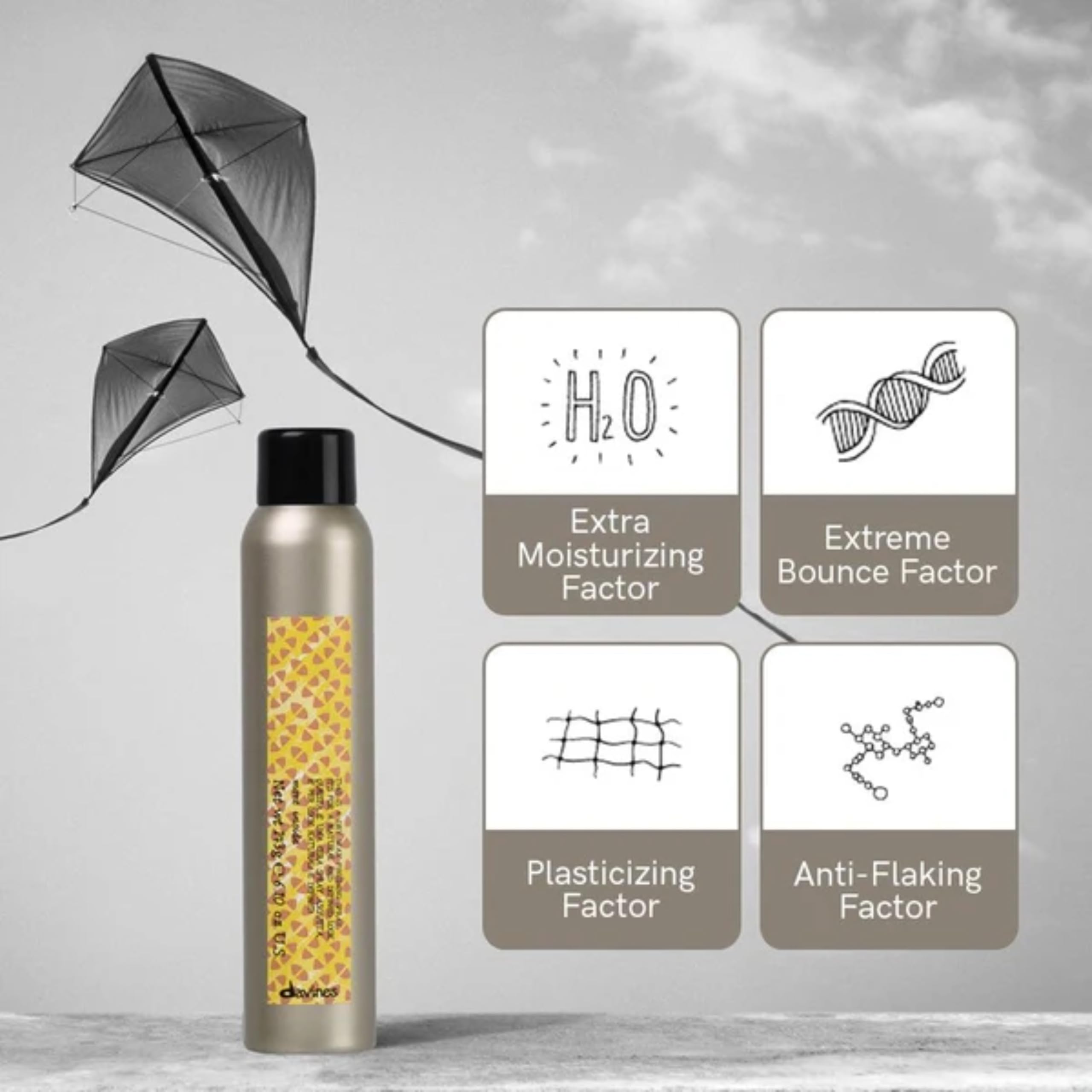 Davines fine mist spraying onto hair for effortless texture