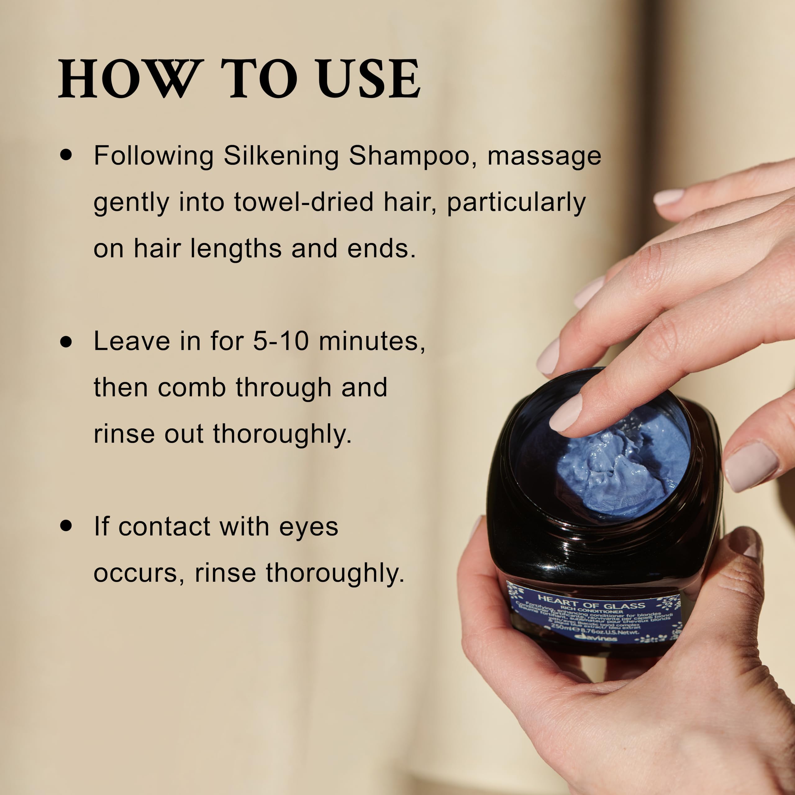 Davines bottle on shower shelf illustrating in-shower conditioning routine benefit