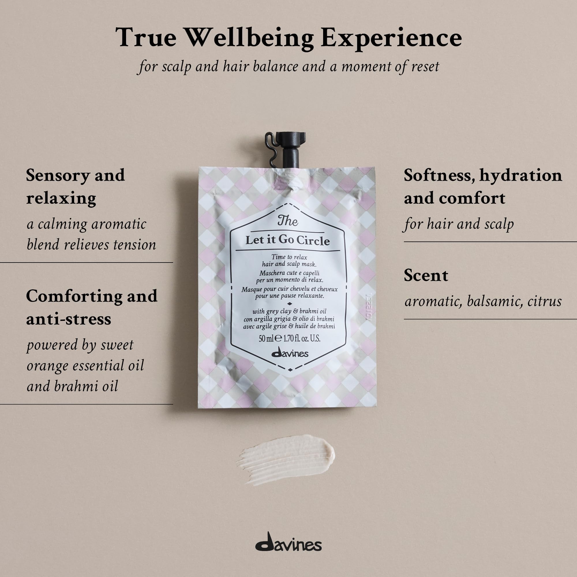 Davines jar open revealing smooth mask texture for fast absorption benefit