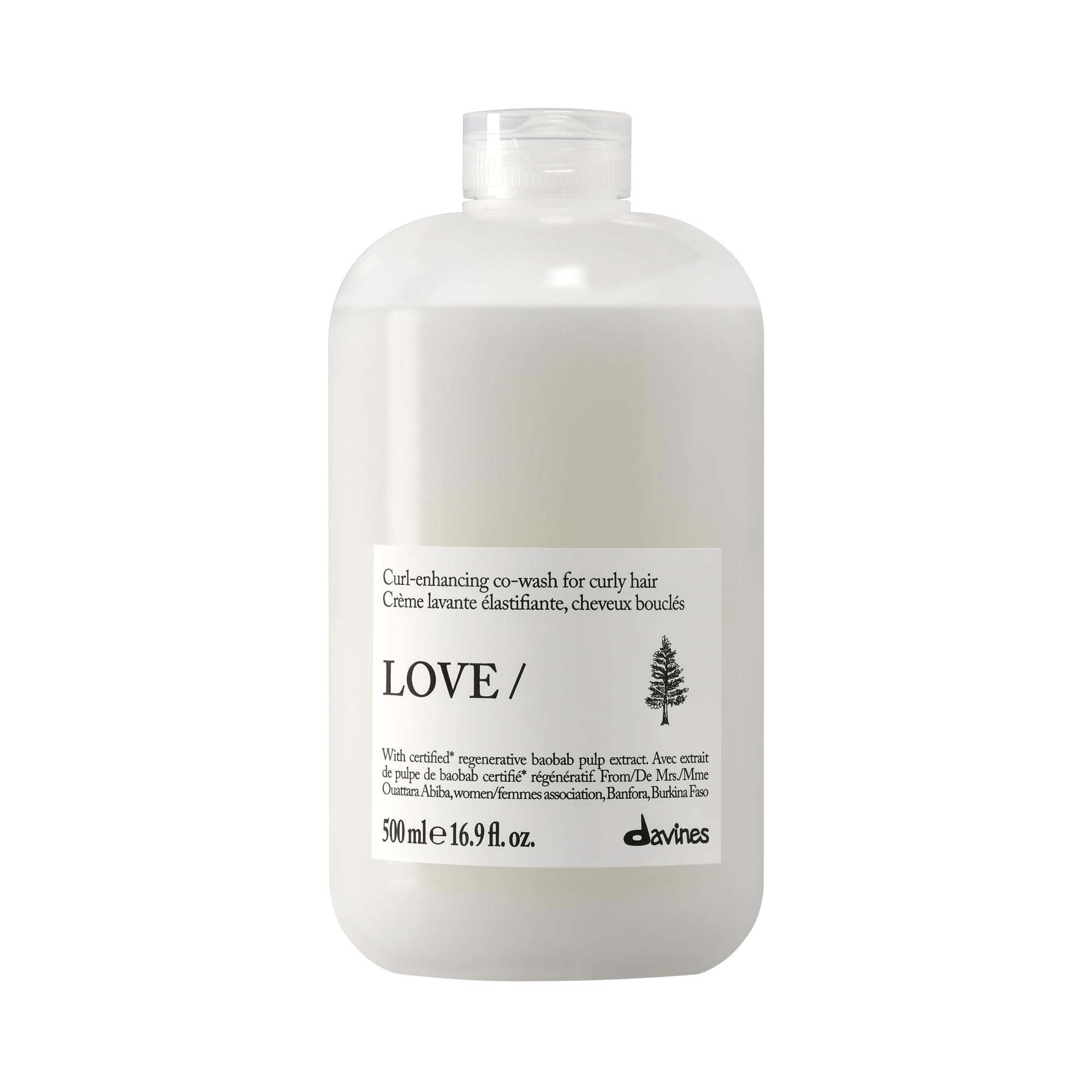 Davines front bottle view showing LOVE CURL/ co-wash and easy identification