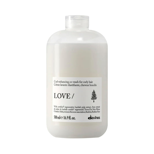 Davines front bottle view showing LOVE CURL/ co-wash and easy identification