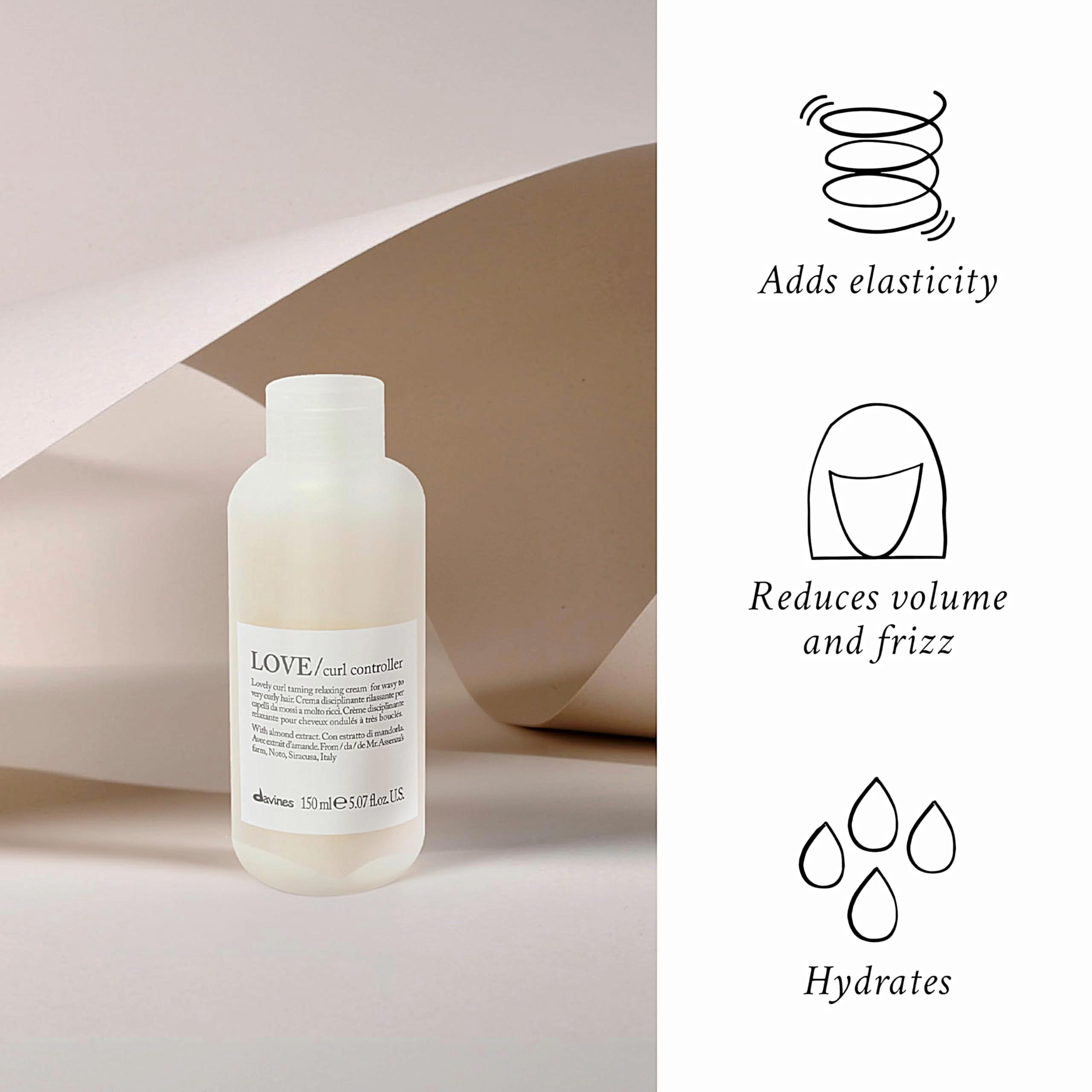 Davines cream texture on fingertip showing lightweight, non-greasy consistency