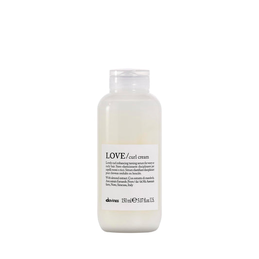 Davines LOVE Curl Cream front bottle showing brand and compact design benefits