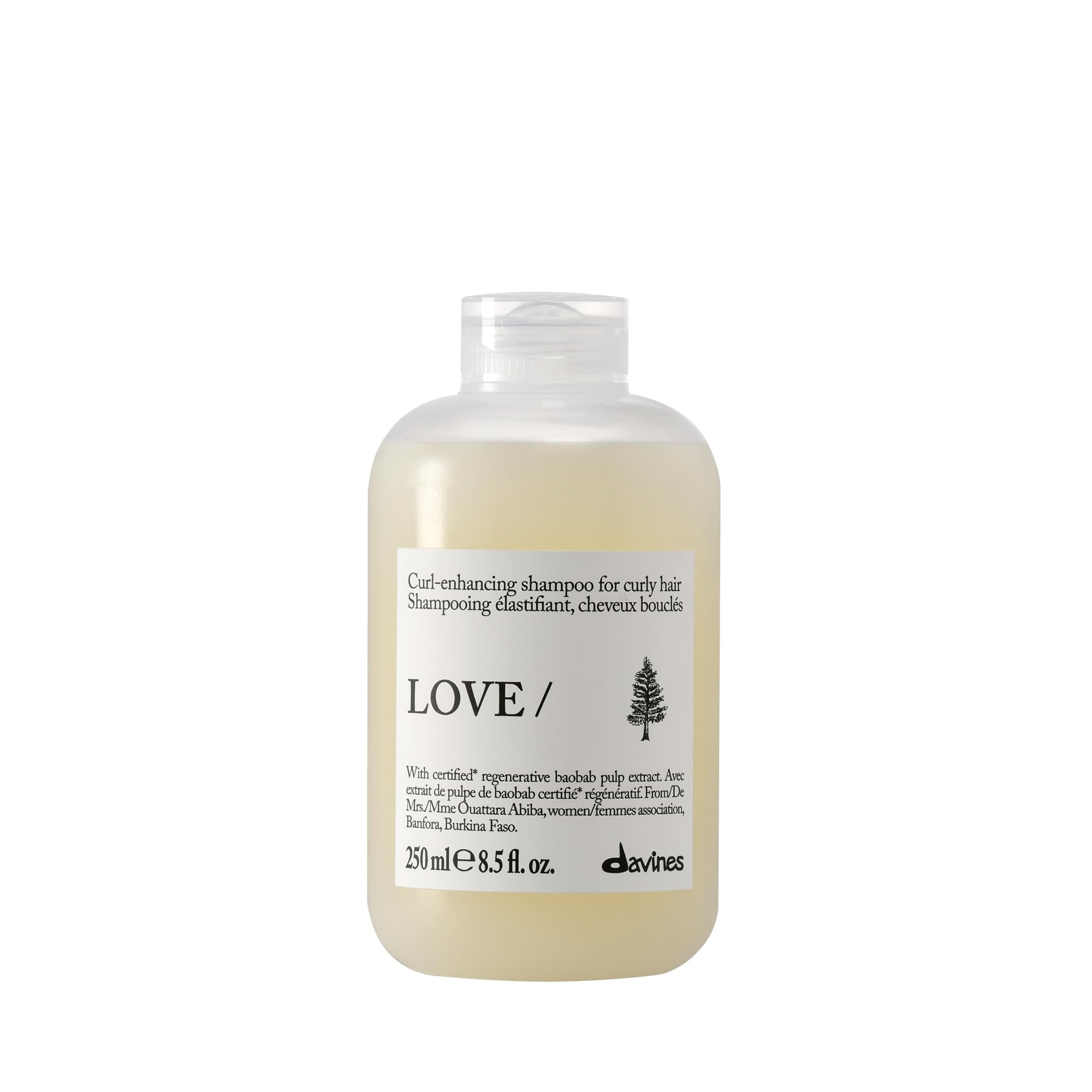 Davines front packaging showing bottle and branding, clear product identification and trust