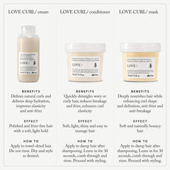 Davines LOVE CURL dispensed in palm demonstrating easy application and control