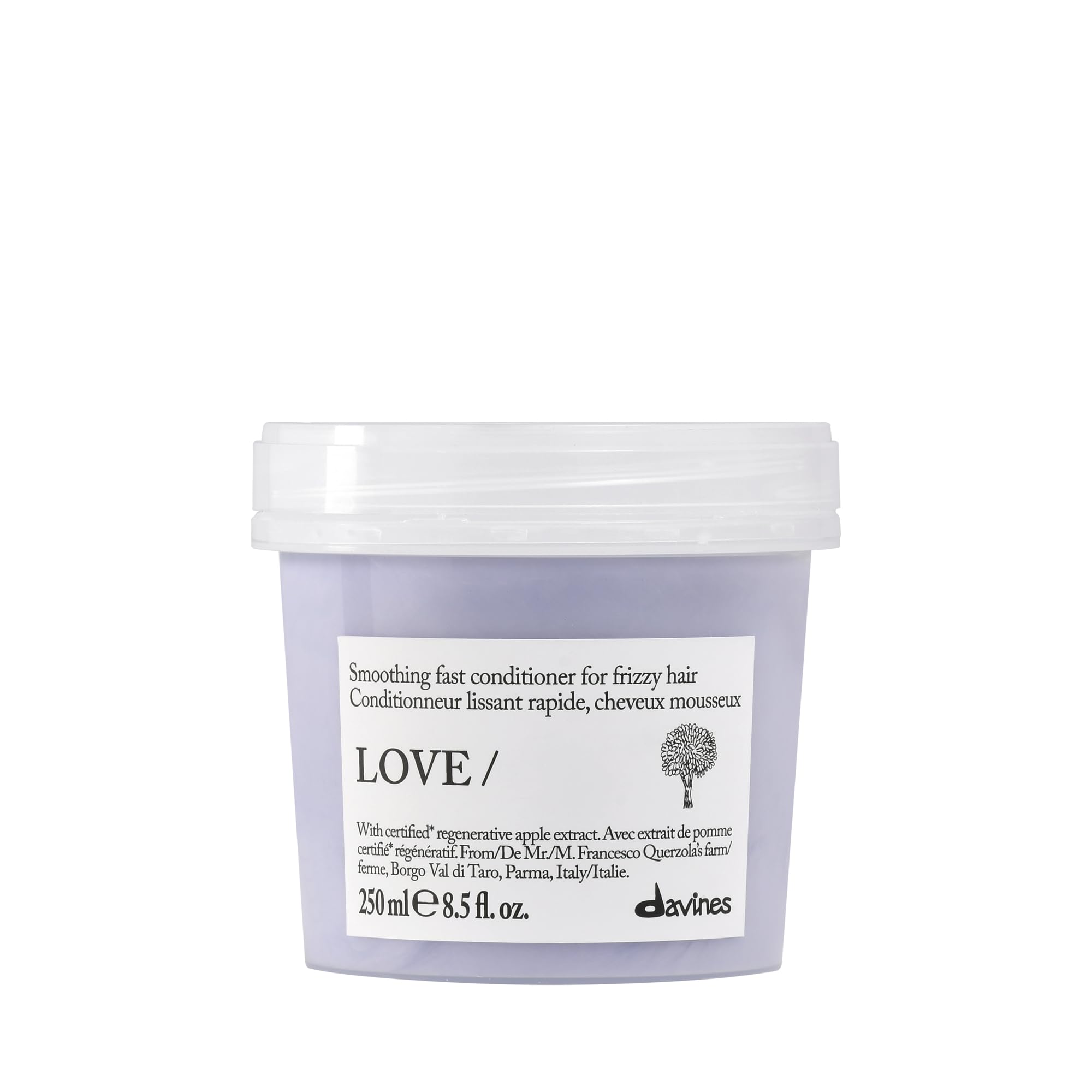 Davines LOVE SMOOTHING front packaging showing the bottle and brand benefit