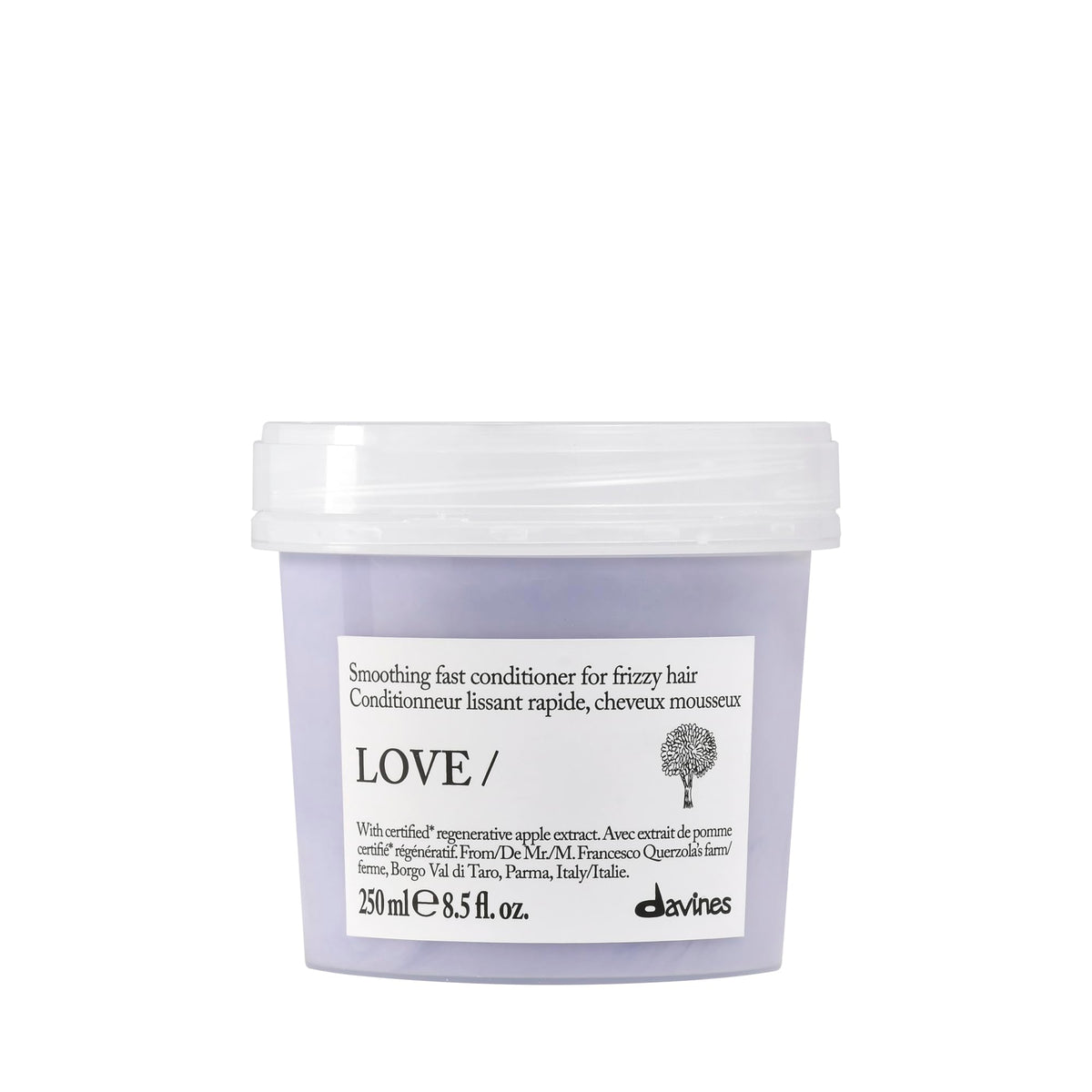 Davines LOVE SMOOTHING front packaging showing the bottle and brand benefit