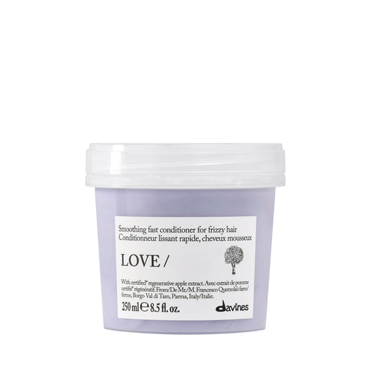 Davines LOVE SMOOTHING front packaging showing the bottle and brand benefit