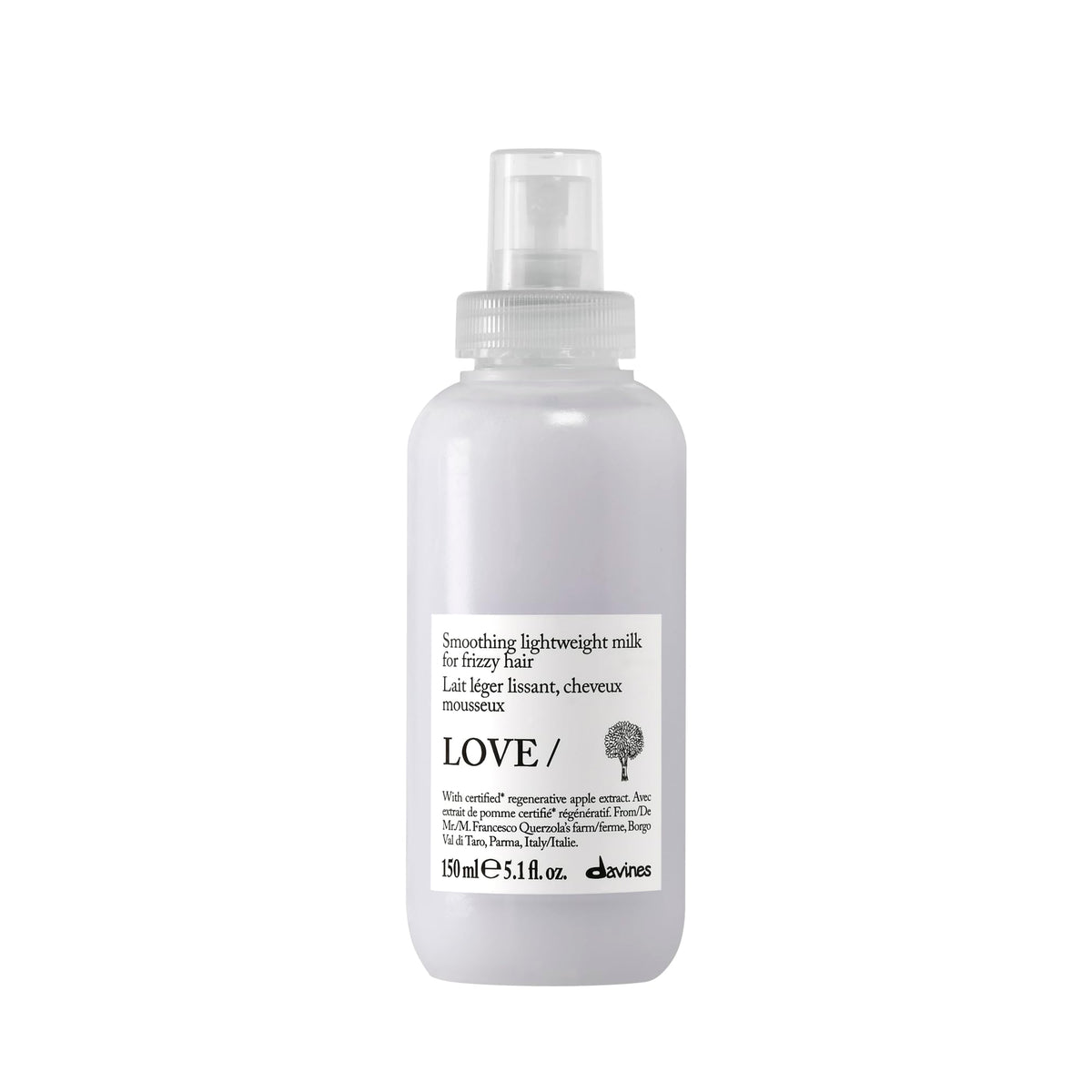 Davines bottle front packaging showing sleek label and size benefits
