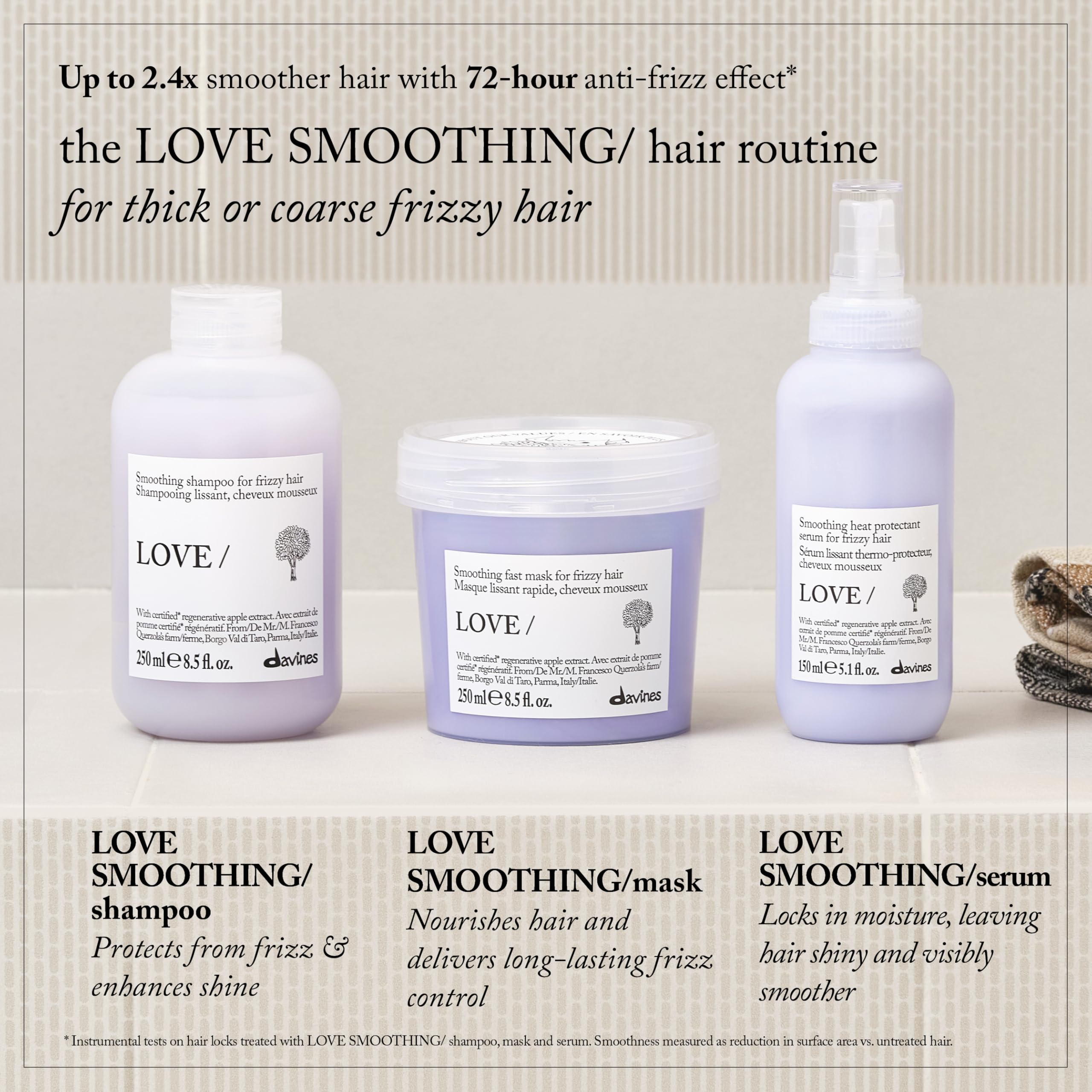 Davines serum with travel items showing portability benefit