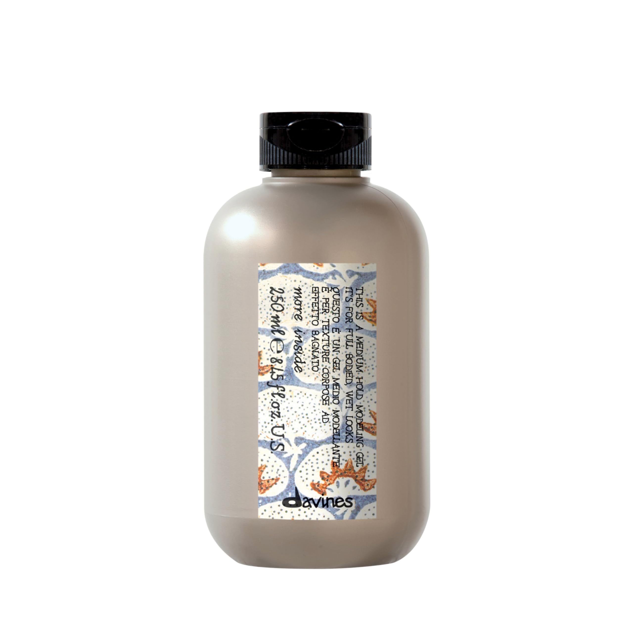 Davines front packaging showing medium hold gel for structured looks and sustainability