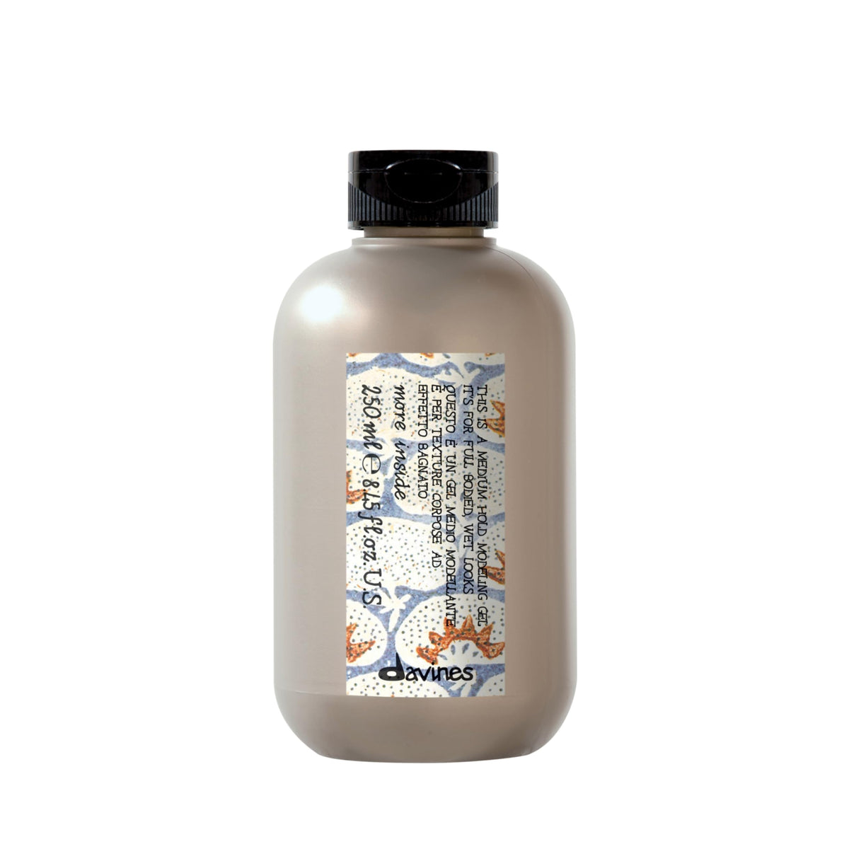 Davines front packaging showing medium hold gel for structured looks and sustainability