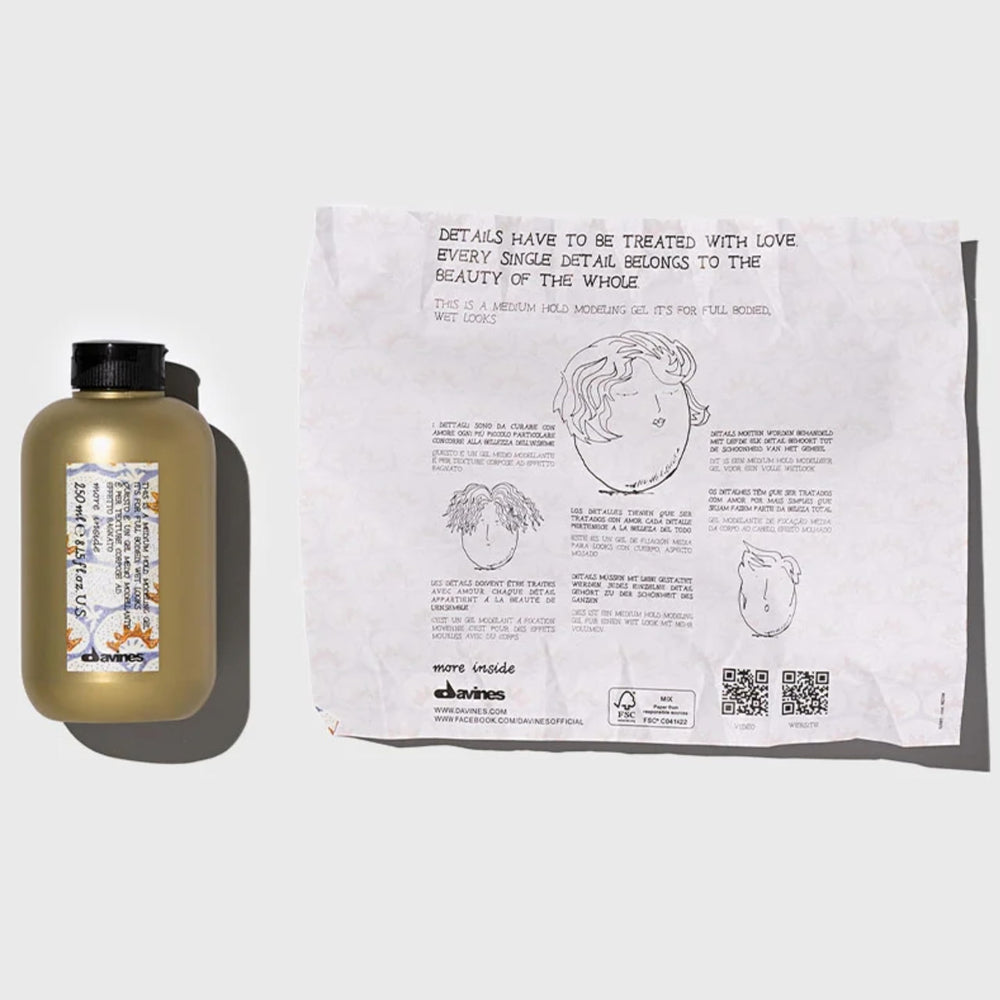 Davines open cap revealing gel texture for easy dispensing and quick styling
