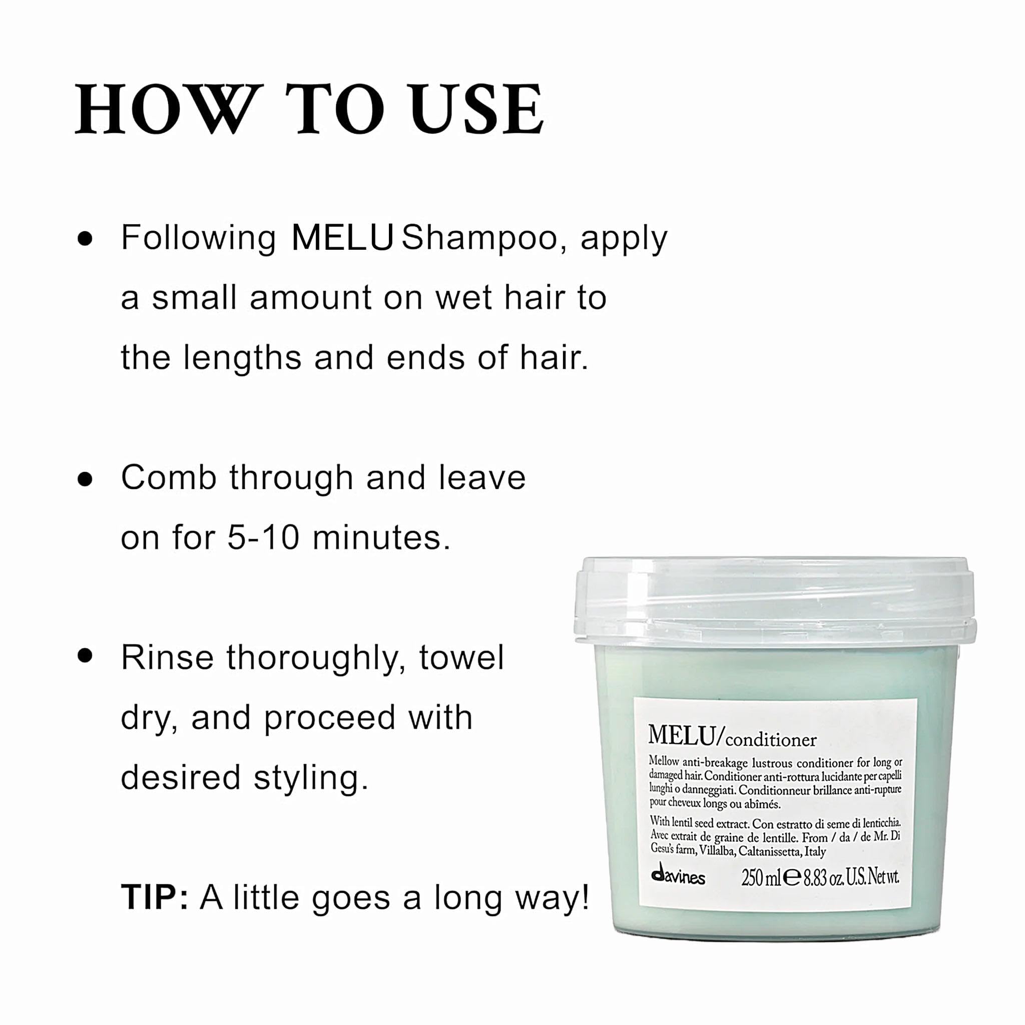 Davines MELU conditioner cream texture close-up demonstrating smooth spreadability