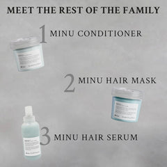 Shiny color-treated hair after Davines MINU rinse showing enhanced vibrancy