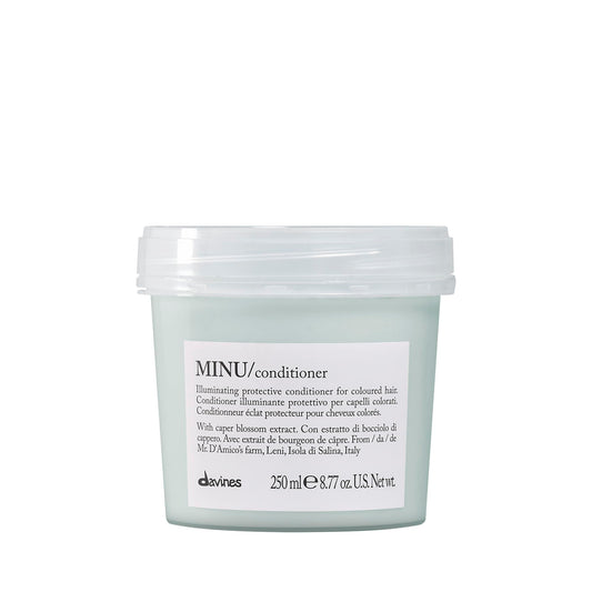 Davines MINU front bottle showing clean design and color protection benefit