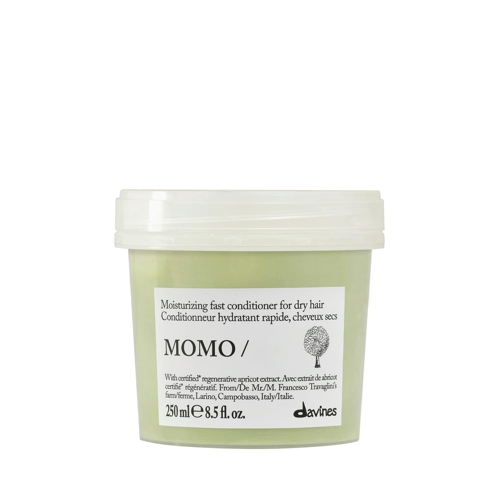 Davines MOMO conditioner front bottle shows clean packaging and product benefit