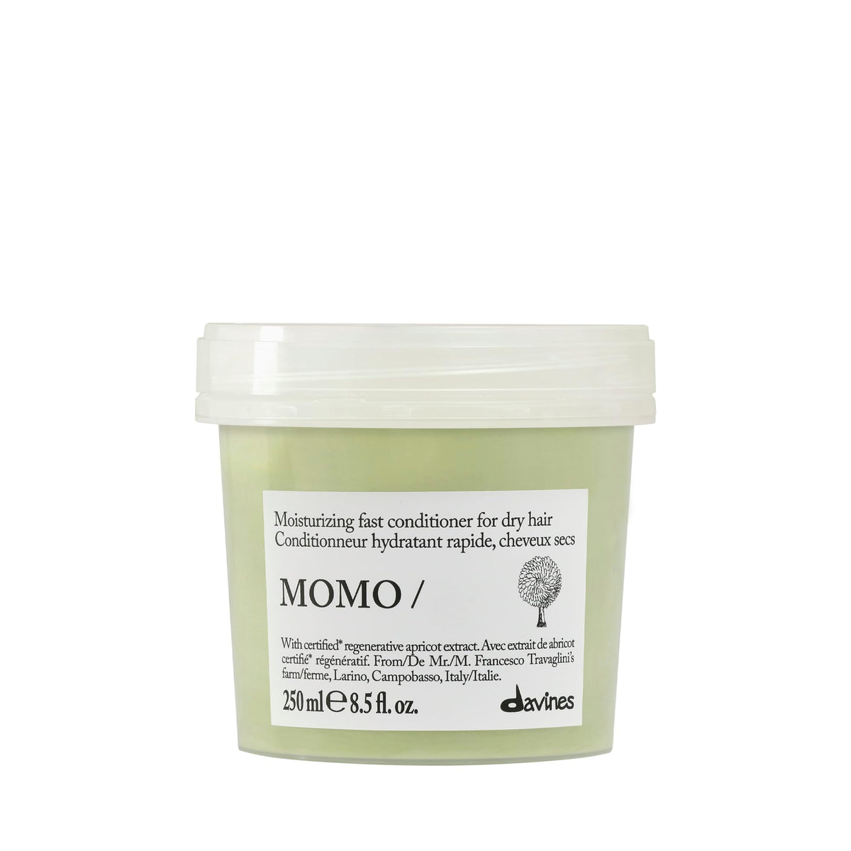 Davines MOMO conditioner front bottle shows clean packaging and product benefit