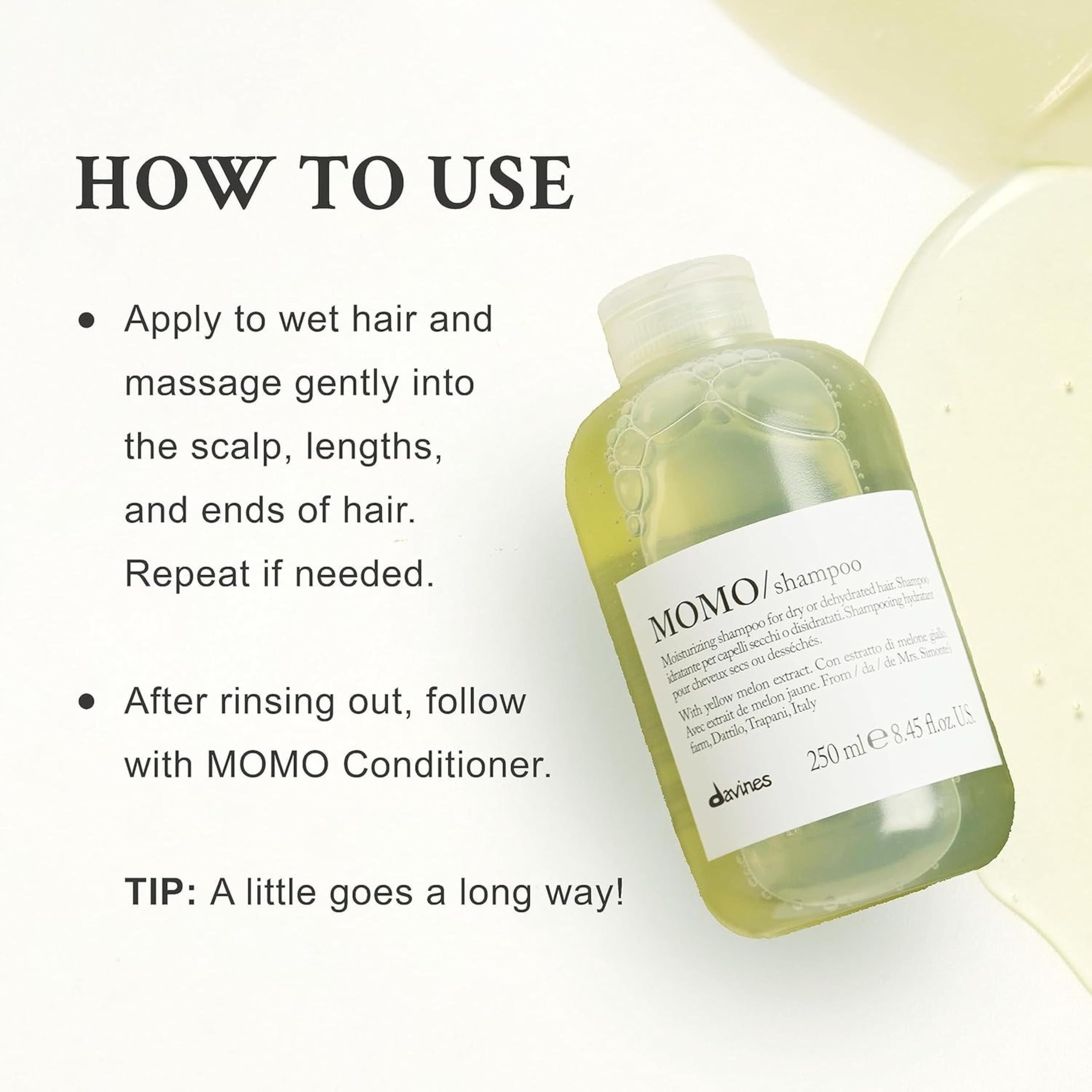 Davines MOMO gel texture close-up highlighting lightweight hydration