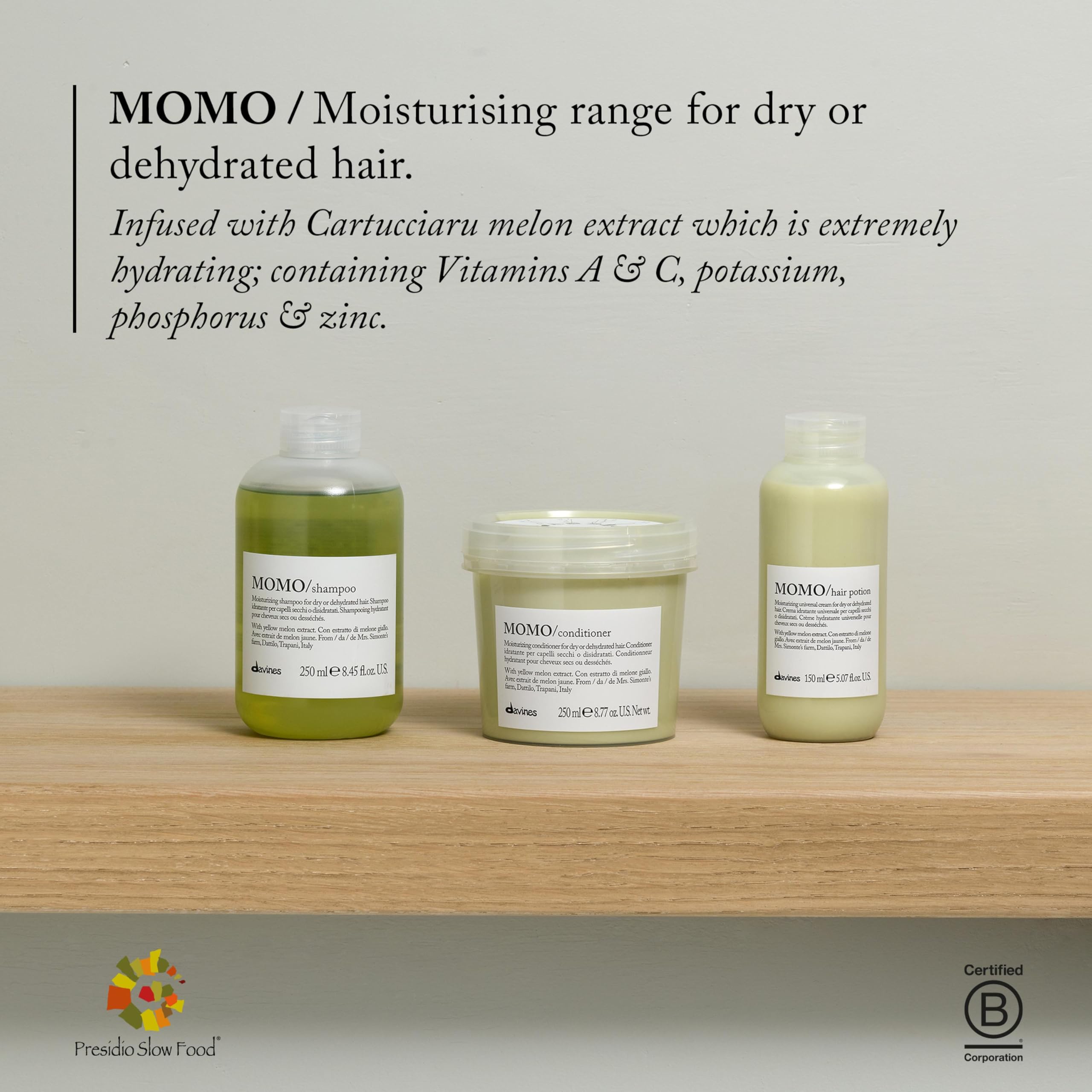 Davines MOMO shampoo lather in wet hair improving manageability