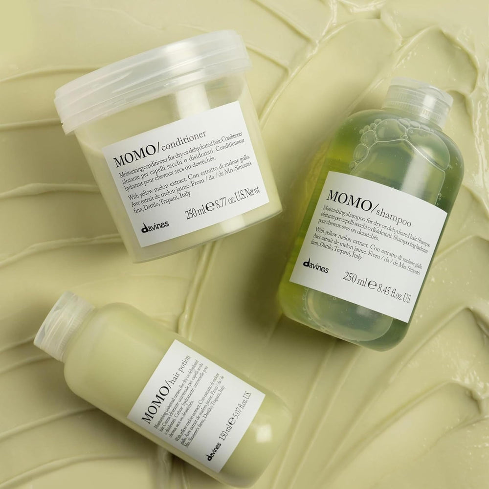 Davines MOMO label with Cartucciaru Melon ingredient emphasis