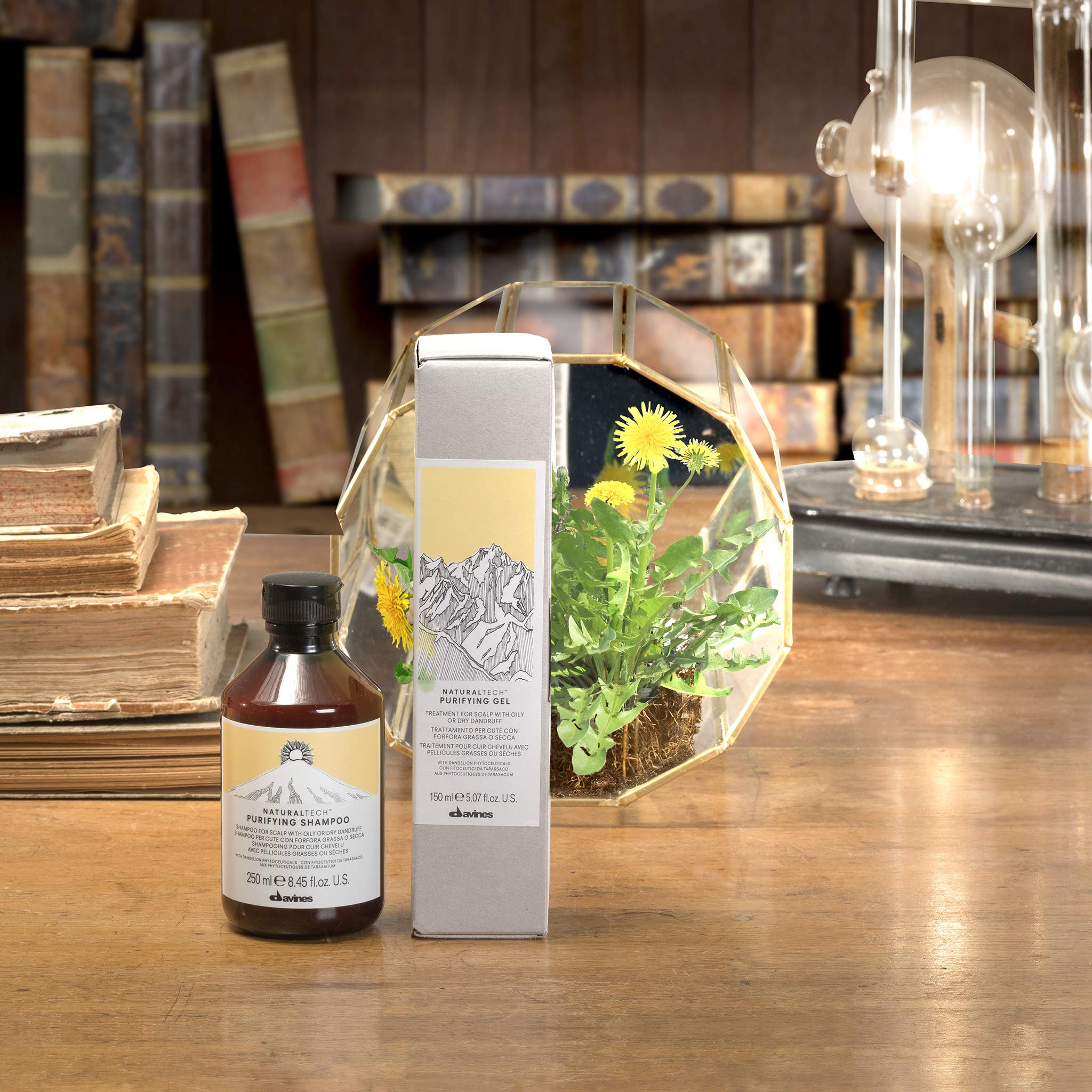 Davines dandelion ingredient image highlighting phytoceuticals and soothing benefit