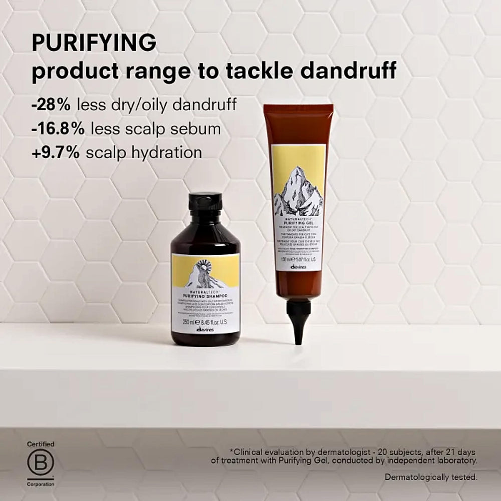 Davines shampoo applied in shower on wet scalp illustrating effective cleansing