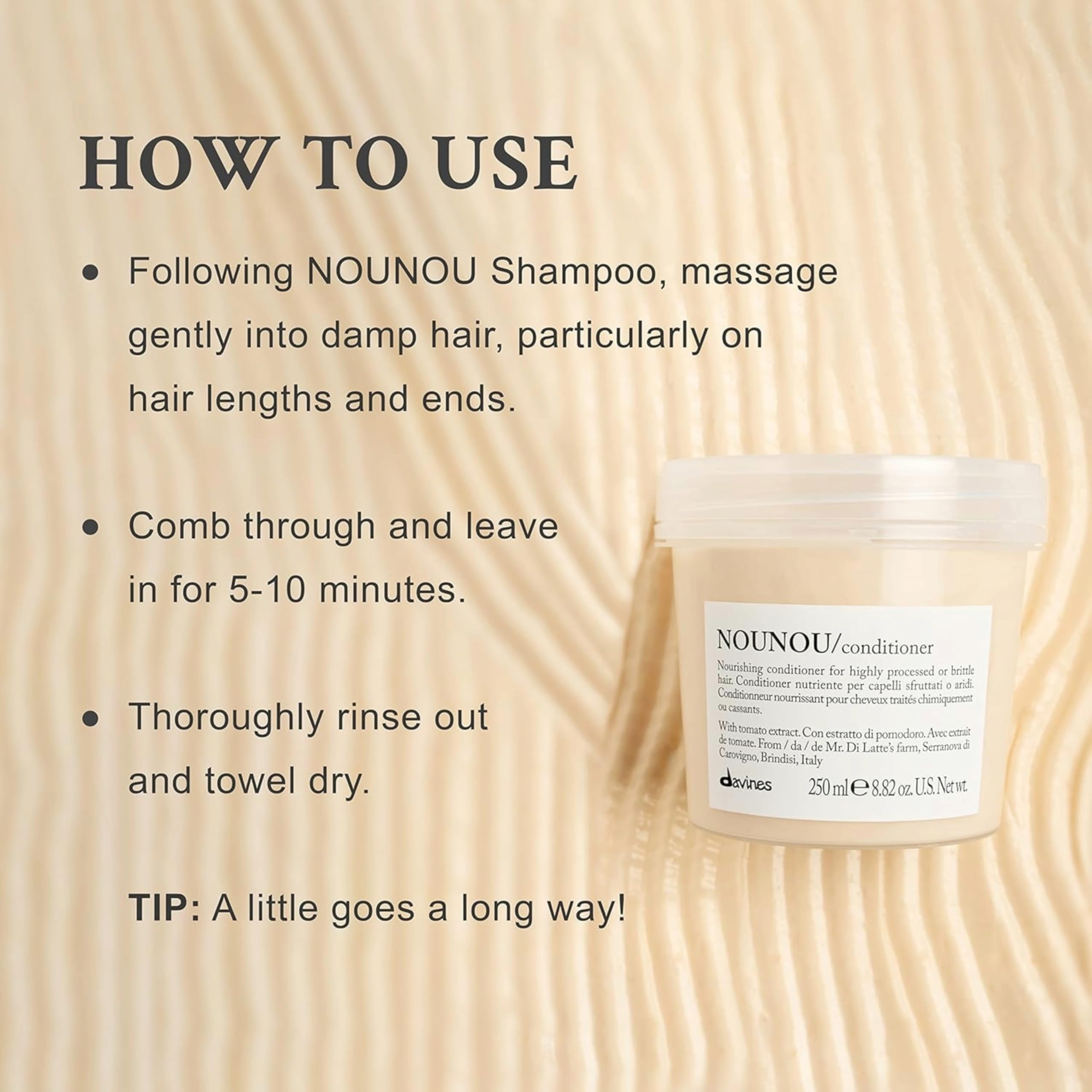Davines conditioner applied in hand for targeted moisturization