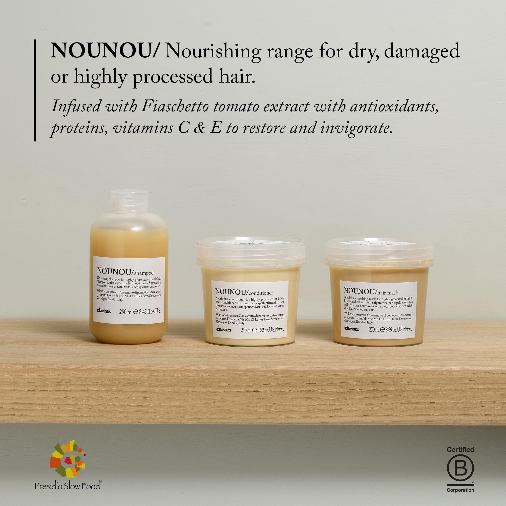 Davines Fiaschetto tomato extract ingredient shot highlighting natural hydration