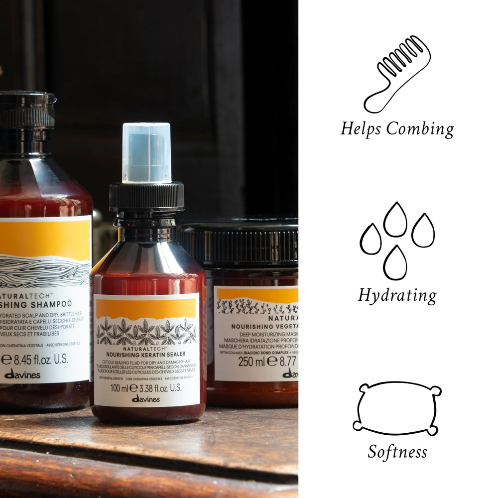 Dispensing Davines sealer to show lightweight texture and control