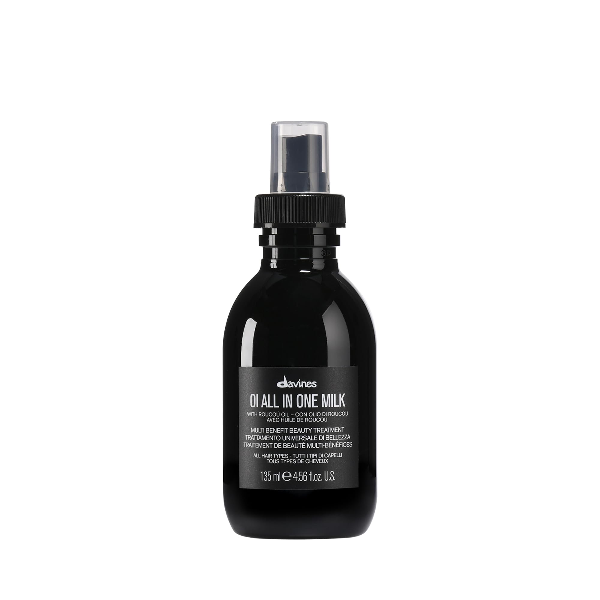 Davines OI All In One Milk front bottle showing label and sleek packaging benefits lightweight care