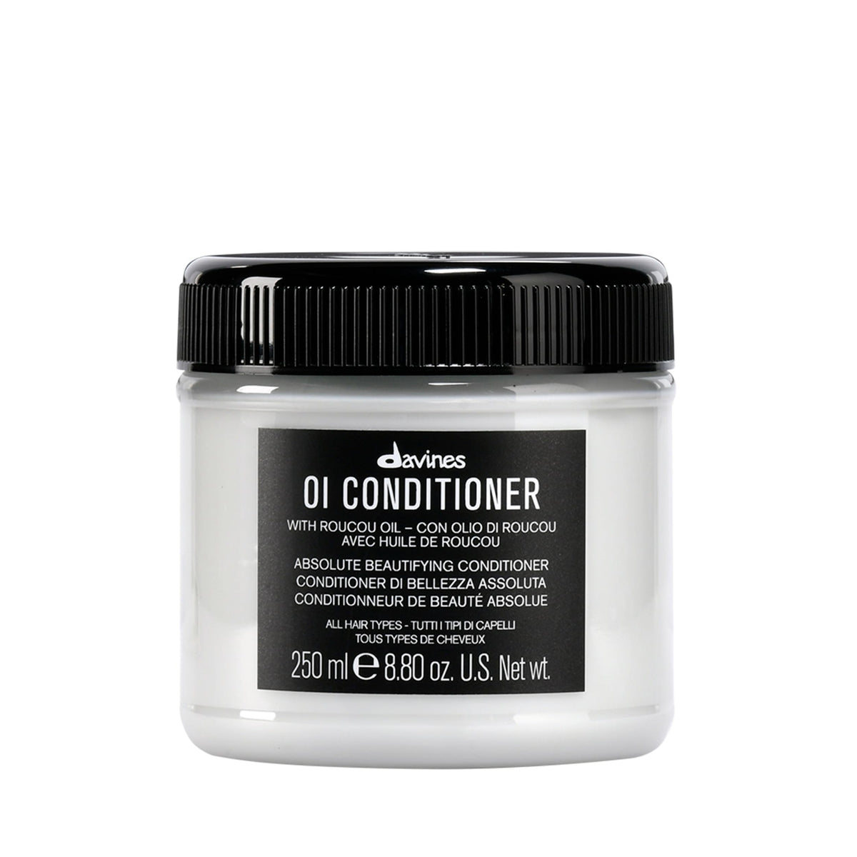Davines OI conditioner front bottle showing brand and nourishing cream benefit