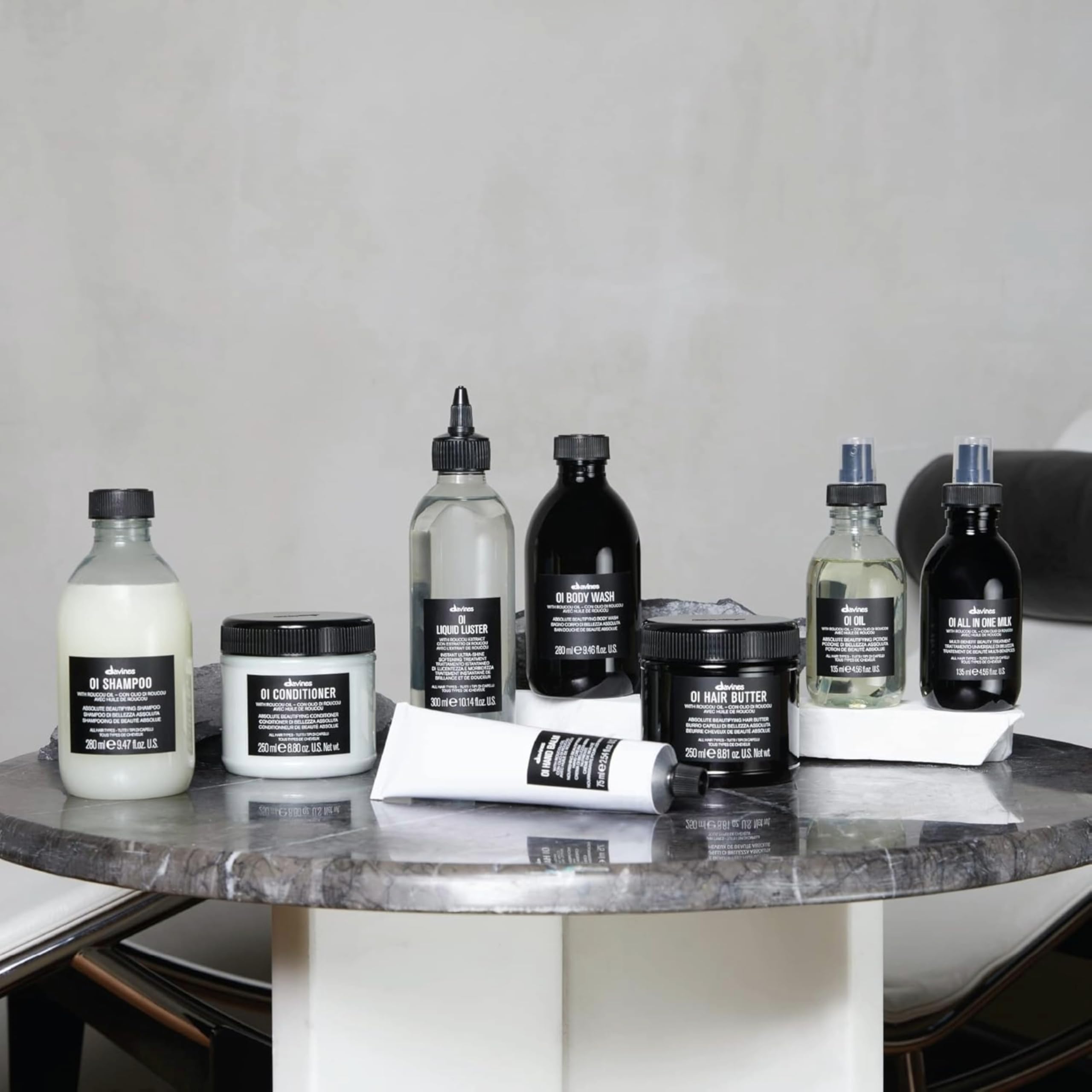 Davines jar placed on bathroom shelf suggesting daily routine integration