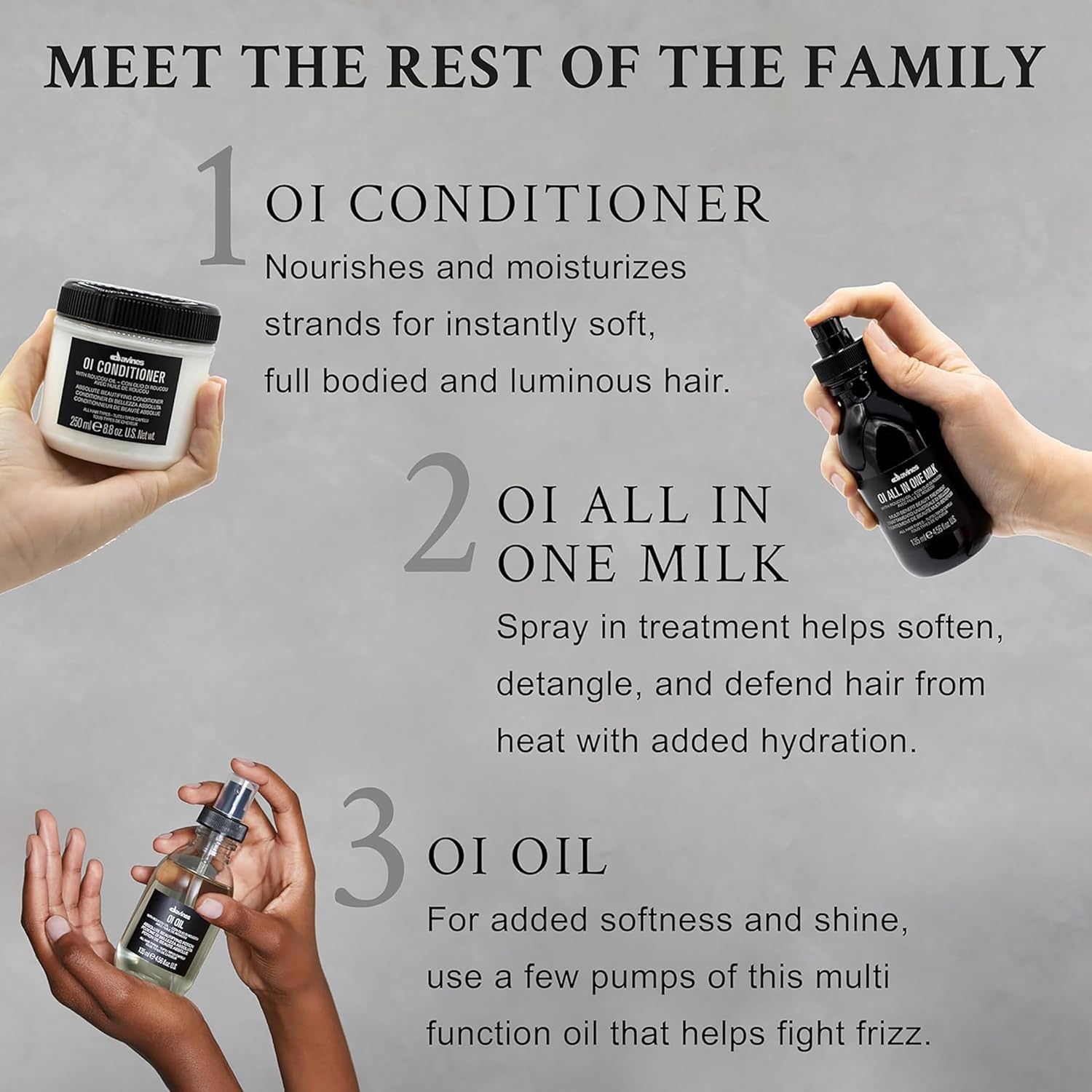 Bathroom shelf with Davines OI set styled for everyday grooming benefit