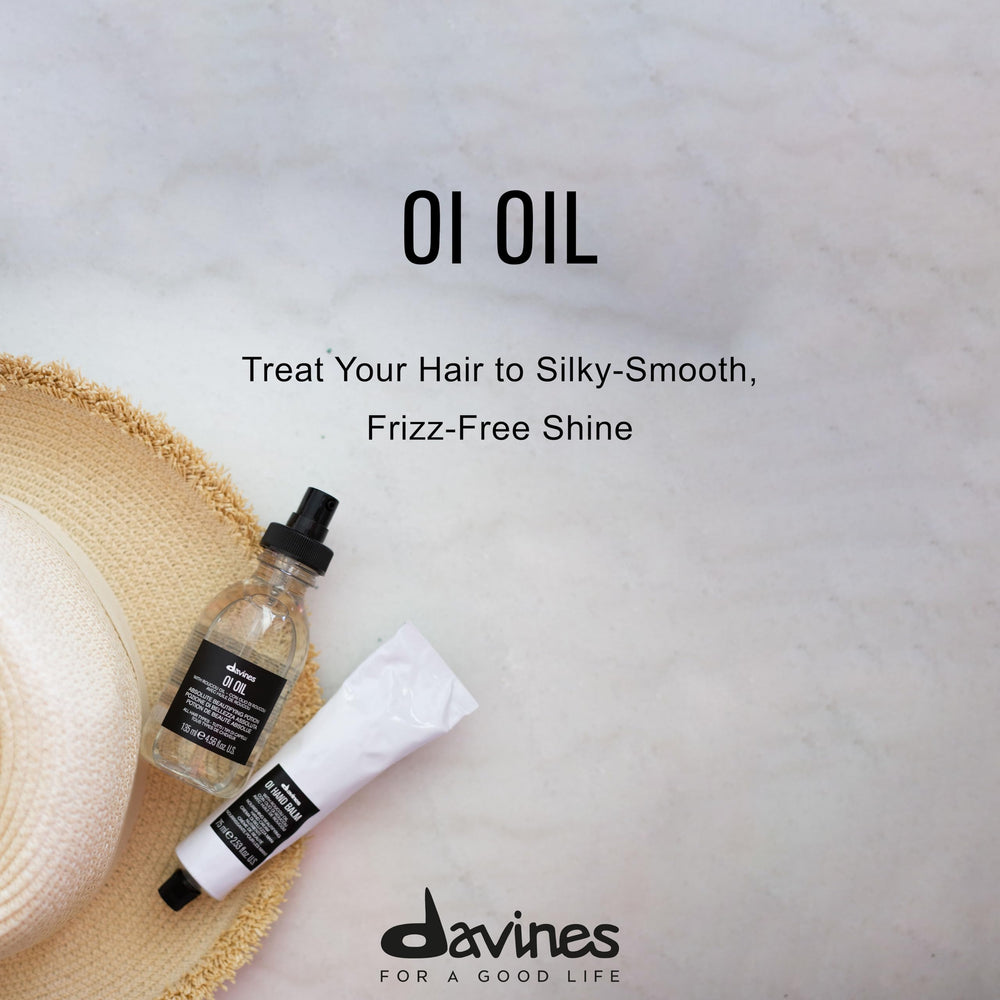Davines OI Oil pump close-up demonstrating easy, controlled dispensing