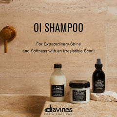 Davines OI Shampoo pump close-up highlighting easy dispensing and control