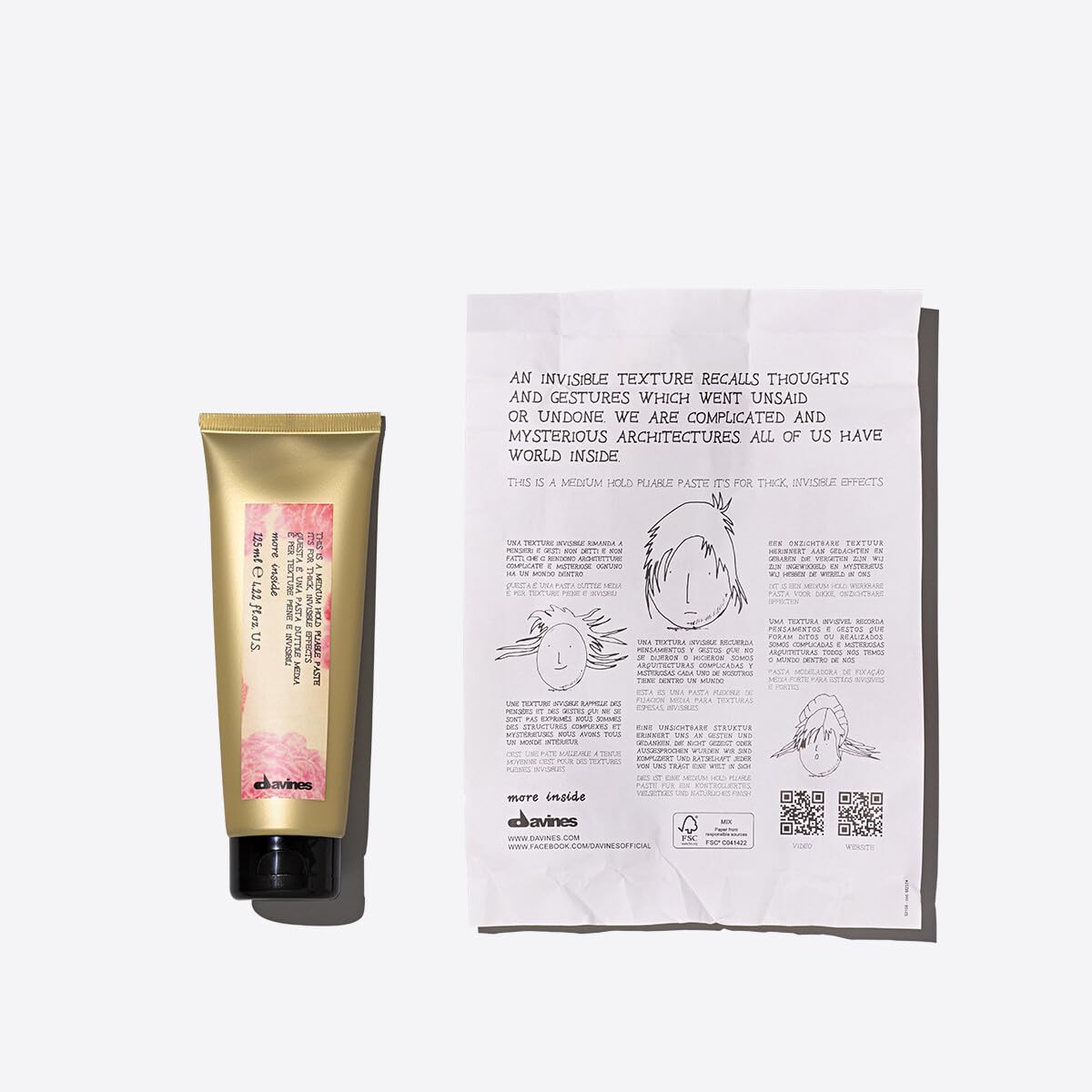 Davines close-up of paste texture showing pliable consistency for easy styling and spreadability