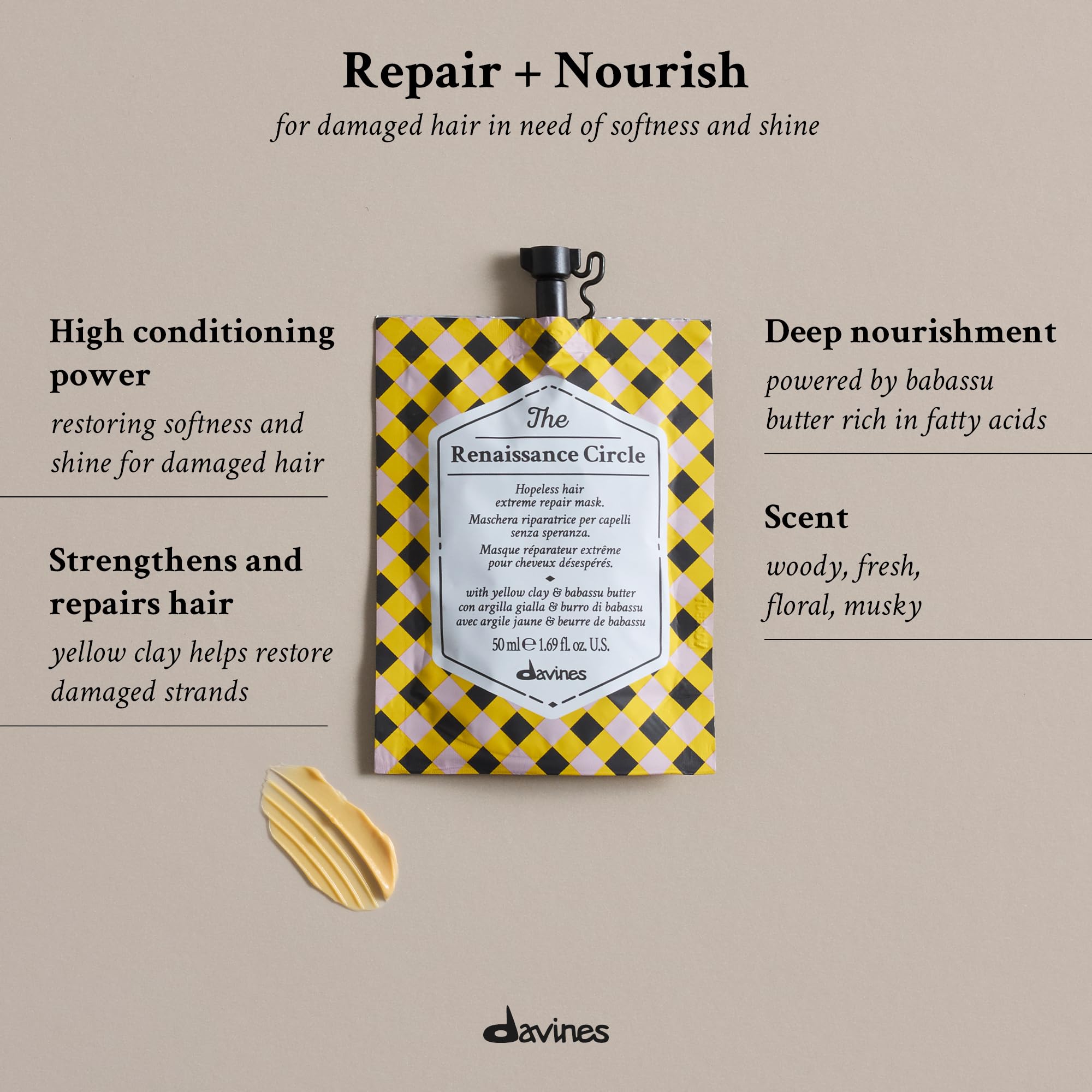 Davines open jar cream texture highlighting smooth conditioning
