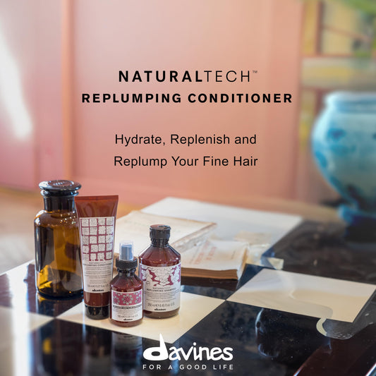 Davines replumping conditioner pump and cap detail for easy dispensing