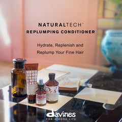 Davines replumping conditioner pump and cap detail for easy dispensing