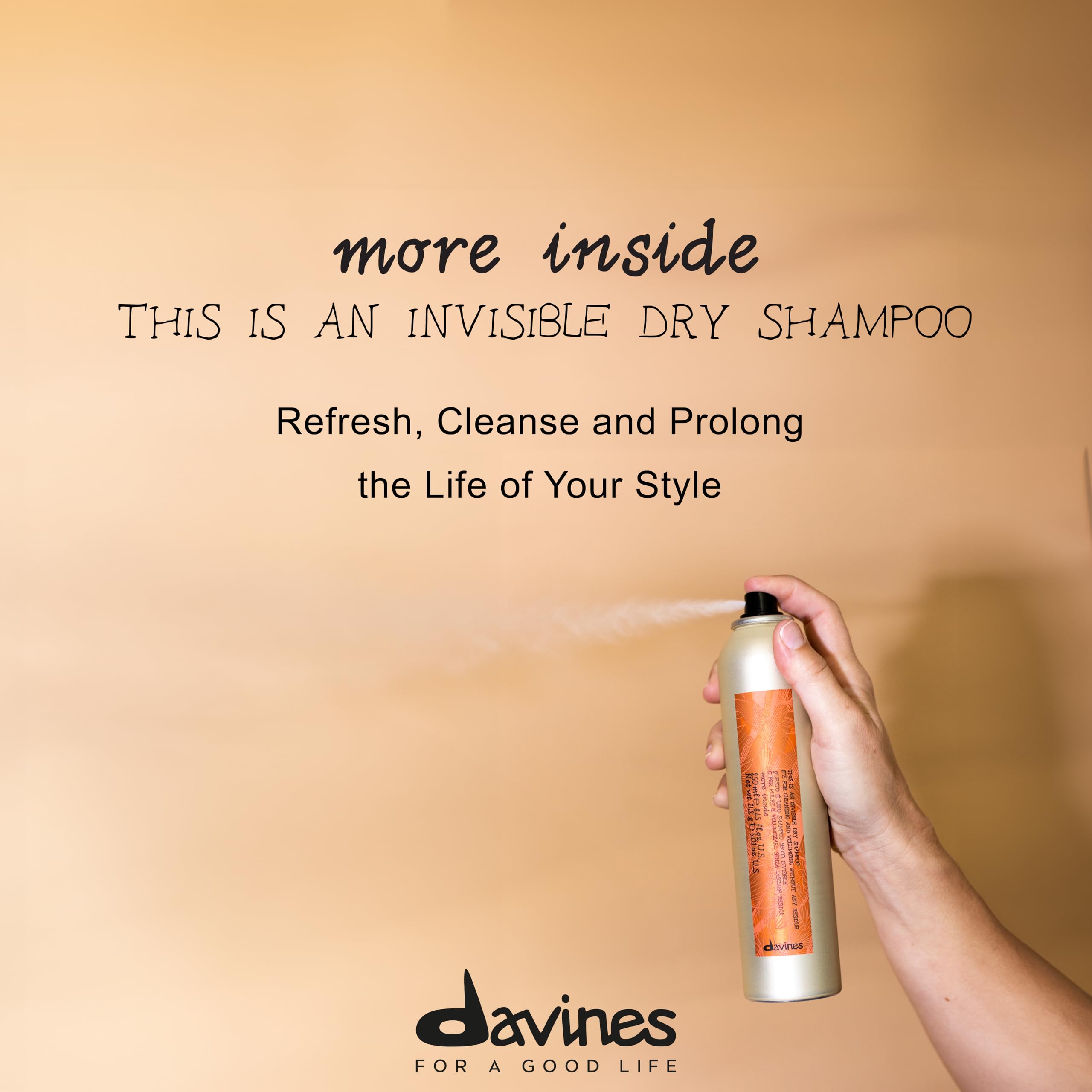 Davines spray applied to roots adding instant volume and oil control benefit