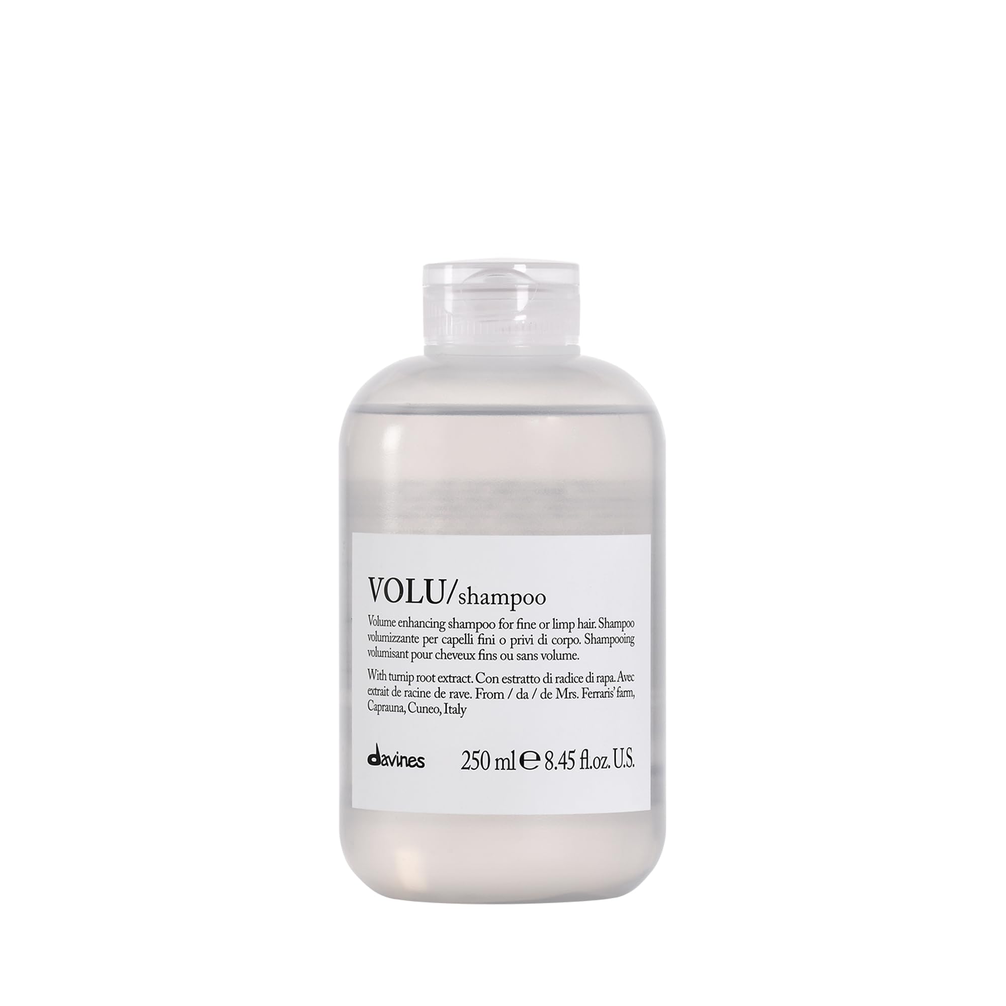 Davines VOLU front packaging showing product and label benefits