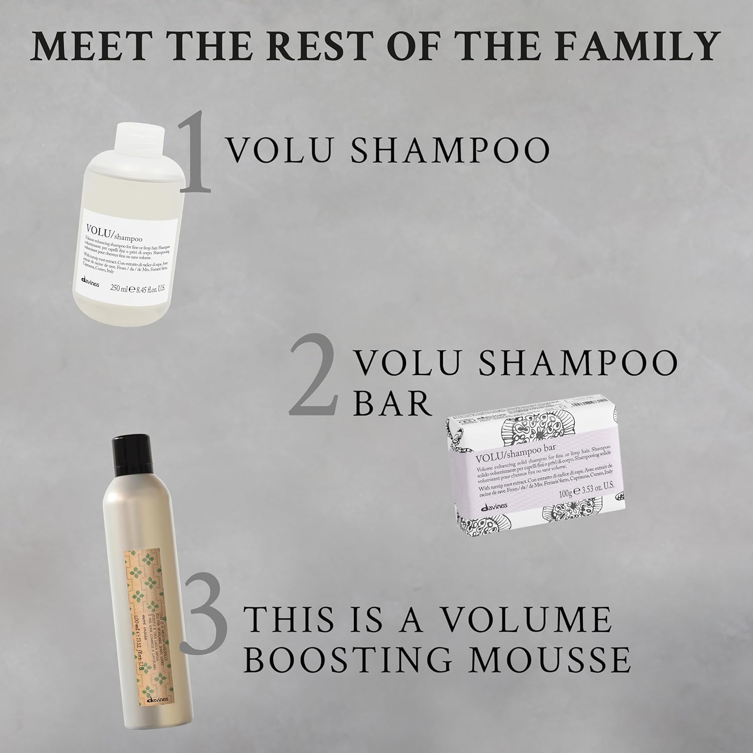 Davines VOLU turnip root extract close-up highlighting natural active