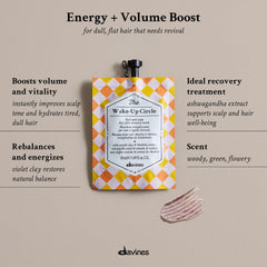 Davines Wake-Up Circle open jar texture showing creamy mask for easy distribution and body