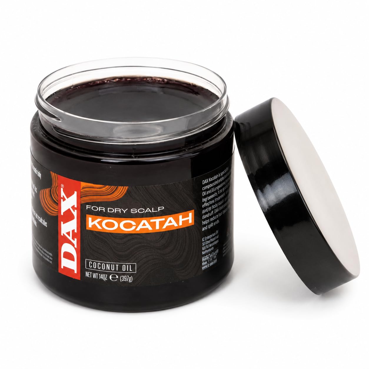 DAX close-up of thick pomade texture showing moisturizing consistency benefit